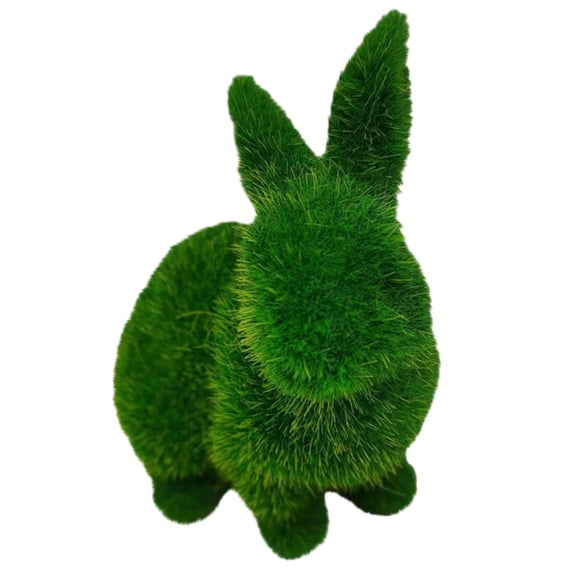 Easter Flocking Head Figurines, Resin Bunny Statue for Living Room Tabletop Shelf Decor, Cute Pastel Spring Home Decors and Holiday Centerpiece