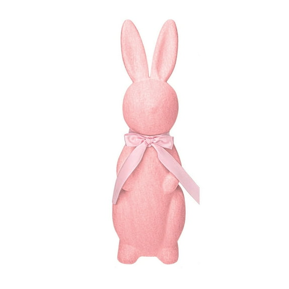 Easter Flocking Ornaments Plush Bunny Spring Decoration, Scene Arrangement Gift With Flocked Texture, Button Nose, Lightweight Build, Disassemblable Head & Body, Offered In Small(10In)