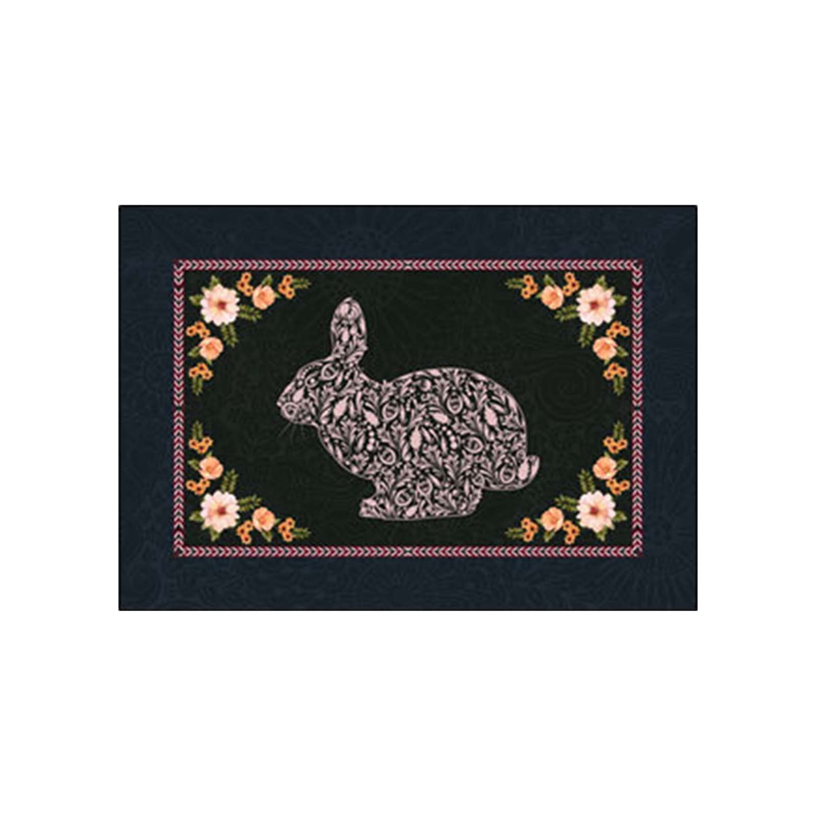 THENEWS Easter Floor Mat Bunny Flowers Kitchen Floor Mat Entrance Floor