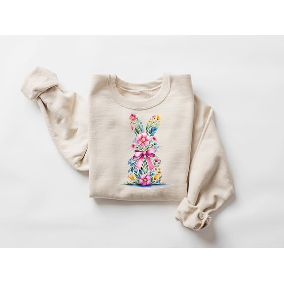 Easter Floral Bunny Sweatshirt, Floral Rabbit Sweater, Spring Easter Sweatshirt, Cute Bunny Sweatshirt, Easter Gift, Easter Day Shirt