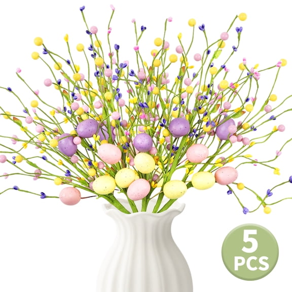 Easter Floral Stems Egg Picks And Sprays Spring Floral Picks Centerpieces for Table Decoration Easter Vase Filler Arrangement Indoors 5Pcs Design 2