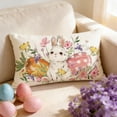 thumbnail image 1 of Easter Floral Tulip Garland Bunny Throw Pillow Cover, 12 x 20 Inch Spring Rabbit Holiday Cushion Case Decoration for Sofa Couch, 1 of 6