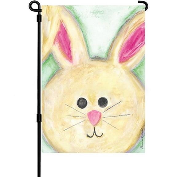Easter Flower Bunny Garden Flags, 17.72x11.8 inch Linen Patio Decor for Outdoor Holiday Display, Spring Themed Yard Ornament