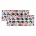 thumbnail image 1 of Easter Flowers Curtain Valances for Windows, Kitchen Valance Window Treatments Panel 2 Pack, Watercolor Pink Purple Floral Eggs Farm Plaid Rod Pocket Short Curtains for Bathroom Bedroom 42 x 12 Inch, 1 of 8