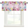thumbnail image 1 of Easter Flowers Farmhouse Short Window Curtain Valances, Eggs Spring Floral Rustic Pink Checkered Rod Pocket Kitchen Valances for Living Room Bedroom Bathroom Cafe 42" x 12", 1 of 8