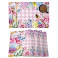 thumbnail image 1 of Easter Flowers Placemats Set of 8, Eggs Spring Floral Rustic Pink Checkered Placemats for Dining Table, Place Mats for Kitchen Tabletop, Waterproof Wipeable Dining Table Mats Set, 1 of 9