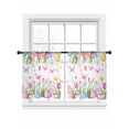 thumbnail image 1 of Easter Flowers Sheer Curtains 2 Panels Set Watercolor Pink Blue Purple Tulip Floral Eggs Butterfly Sheer Window Curtains Light Filtering Rod Pocket Voile Drapes for Bedroom Living Room 52"x45", 1 of 9
