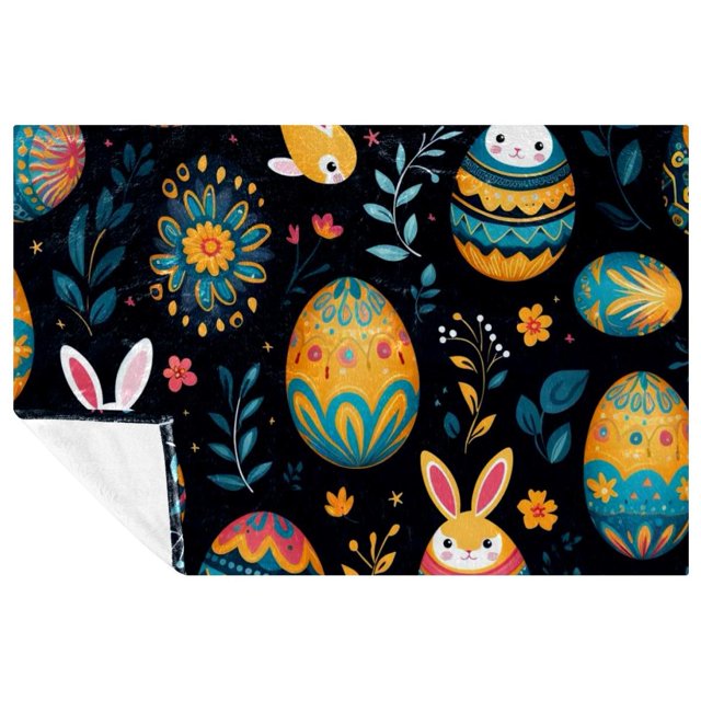 Easter Fluffy Blankets Microfiber Printed Throw Blanket for Sofa, Bed