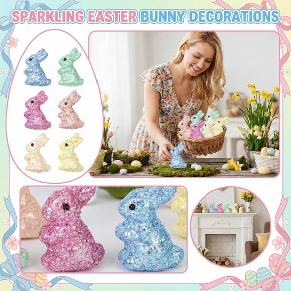 Easter Foam Animal Figurine Set, 6-Piece Artificial Animal Ornament, Colorful Decor for Easter Home, Tabletop & Holiday Decoration(Multicolor)
