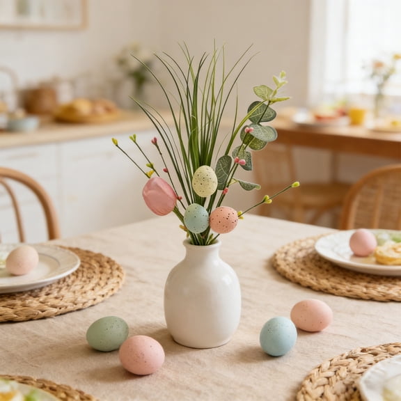 Easter Foam Berry Egg Artificial Flower Arrangement Floral Pick DIY Bouquet Wreath Centerpiece Decoration Spring Holiday Table Vase Display Home Party Easter Decor Floral Supply