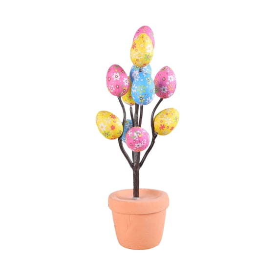 Easter Foam Egg Tree Tabletop Decor 10.23in Potted Spring Display for Home and Party, Easter Decorations for Home and Holiday Decor