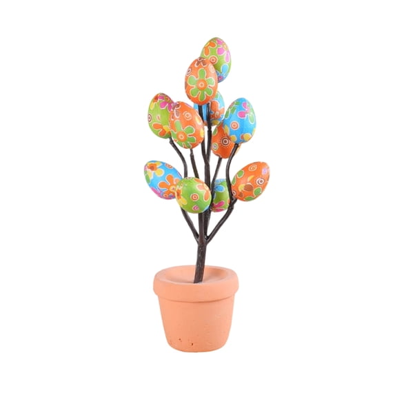 Easter Foam Egg Tree Tabletop Decor 10.23in Potted Spring Display for Home and Party, Easter Decorations for Home and Holiday Decor