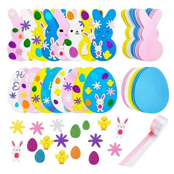 Easter Foam Stickers Set DIY Crafts Egg Rabbit Chick Easter Decorations for Kids Crafts Party Supplies Easter Craft Kits Easter Decorations