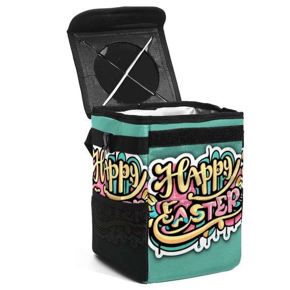 Easter Foldable Car Garbage Can with Lid, Leak-proof, Hanging Storage Bag - Trash Can for Car, Car Trash Can