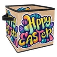 thumbnail image 1 of Easter Foldable Storage Basket with Handle, 10.8"x10.5"x10.6" Large Capacity Cube Organizer Storage Containers, 1 of 6