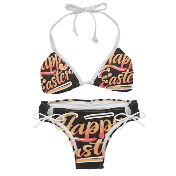Easter Font Detachable Sponge Adjustable Strap Bikini Set Two-Pack Swimsuit Swim Suits Swim Wear