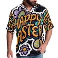 thumbnail image 1 of Easter Font Men's Casual Hawaiian Button Down Short Sleeve Summer Beach Printed Shirt, 1 of 6