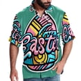 thumbnail image 1 of Easter Font Men's Hawaiian Button Down Printed Short Sleeve Summer Beach Shirts, 1 of 6