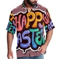thumbnail image 1 of Easter Font Men's Short Sleeve Poplin Beach Shirts, Casual Printed Button Down Summer Hawaiian Shirt - Unisex, 1 of 6
