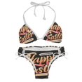 thumbnail image 1 of Easter Font Stylish Bikini Set with Detachable Sponge & Adjustable Strap, 2-Pack One-Piece Swimsuits for All Scenes, 1 of 6