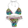 thumbnail image 1 of Easter Font Swimsuit Women Bikini Set with Detachable Sponge and Adjustable Strap, Two-Pack, Beach Pool Vacation., 1 of 6