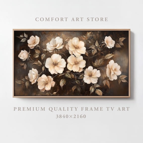 Easter Frame Tv Art Samsung Frame Tv Spring Frame Tv Antique Dark Flower Tv Art Wildflower Painting Vintage Botanical Spring Farmhouse Decor, F180, Unframed Poster Size 8x12