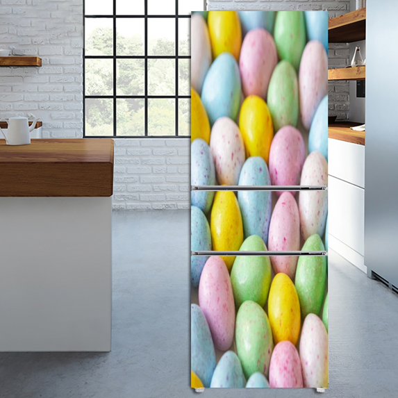 Easter Fridge Magnets Fridge Door Cover Sticker Floral Vinyl Vegetable Food Freezer Art Door Wallpaper