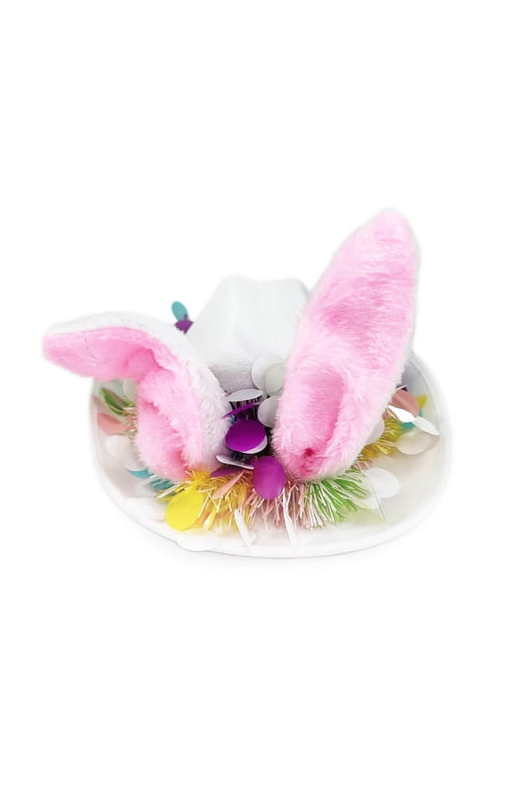 Easter Funny Bunny Ear Cowboy Hats for Boys & GIrls Wide Brim Party Cute Evening Soft Caps (Pink 5-7 Years)
