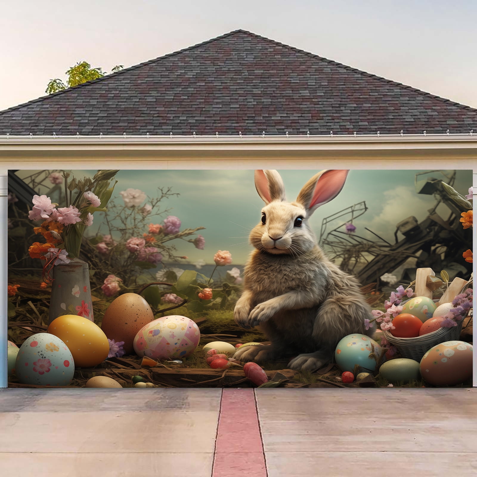 Easter Garage Door Decoration Garage Door Banner Mural Easter Holiday Party Oversize X