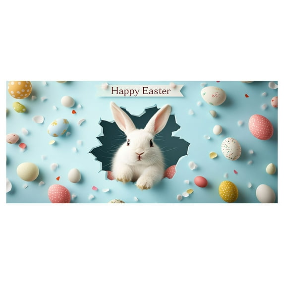 Easter Garage Door Decoration Happy Easter Garage Door Banner Large Easter Bunny Egg Spring Flower Cover Background Decal For Outdoor Indoor Hanging Party Supplies