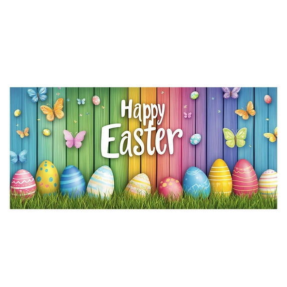 Easter Garage Door Decoration Happy Easter Garage Door Banner Large Easter Bunny Egg Spring Flower Cover Background For Outdoor Indoor Hanging Party Supplies
