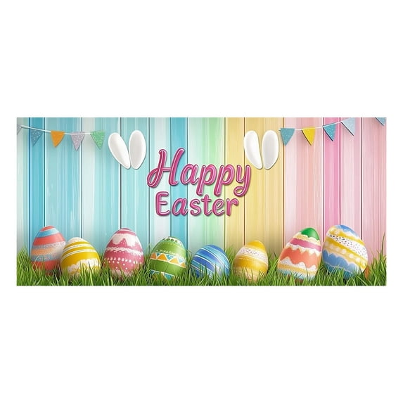 Easter Garage Door Decoration Happy Easter Garage Door Banner Large Easter Bunny Egg Spring Flower Cover Background For Outdoor Indoor Hanging Party Supplies