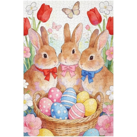 Easter Garden 500 Piece Puzzle for Adults Little Bunny and Easter Eggs, Fun Springtime Indoor Activity for Family Night and Relaxing Assembly, Finished Size 30 x 20 in