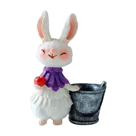 Easter Garden Decor, Resin Rabbit Figurine, Purple Green Garden Statue, Handcrafted Outdoor Ornament, Spring Yard Decoration, Home and Patio Decor