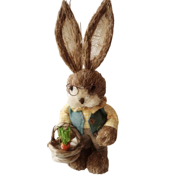 Easter Garden Decoration Handwoven Bunny Ornament, 35Cm (14-Inch) Peter Rabbit Figurine For Patio Yard, Home Decor, Birthday Gift, Easter Party Centerpiece
