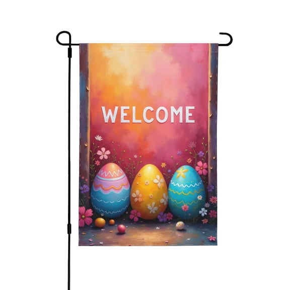 Easter Garden Flag 12.5x18 Double Sided Burlap, Small Vertical He Is Risen Easter Egg Garden Yard Flags For Religion Easter Spring Outdoor Outside Decoration (ONLY FLAG)1 Flag