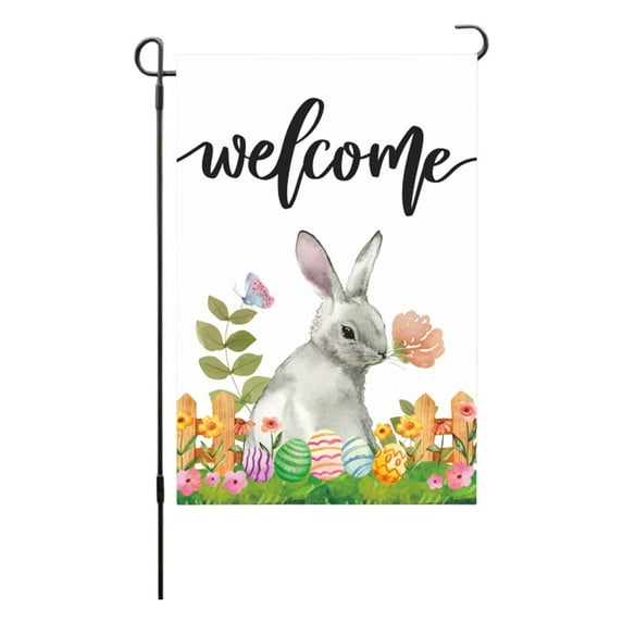 Easter Garden Flag 12X18 Inch Double Sided Happy Easter Bunny Garden Flags Outdoor Decorative Rabbit Yard Flag for Outside Flower Seasonal Farmhouse Yard, Multicolor #3