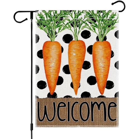 Easter Garden Flag 12x18 Inch Double Sided Garden Flag for Outside Cute Carrots Yard Flag Easter Welcome Garden Flags Spring Holiday Garden Flags for Outside Decoration
