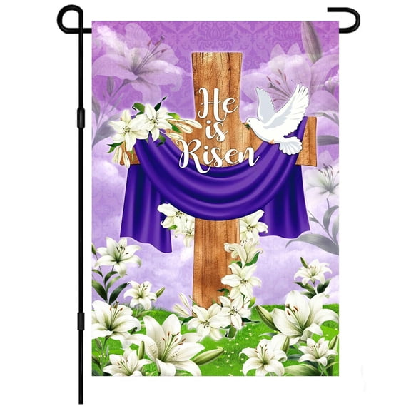Easter Garden Flag 12x18 Inch Double Sided He Is Risen Religious Outdoor Yard Decoration