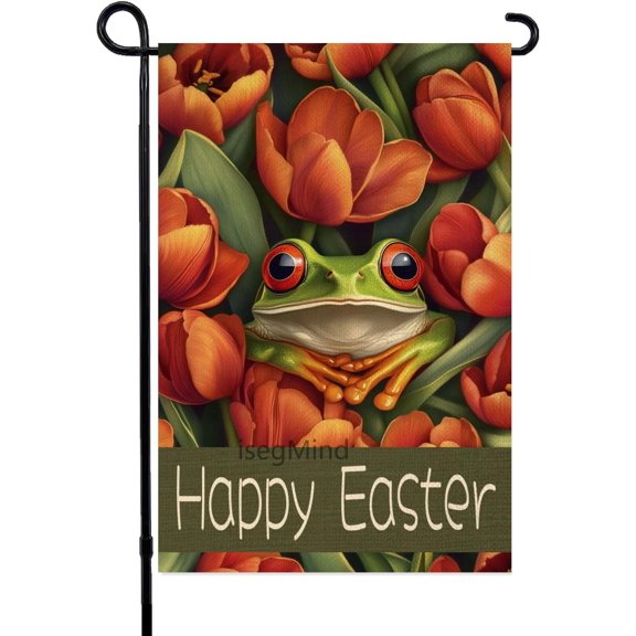 Easter Garden Flag 12x18 Inch Frog Design Spring Outdoor Yard Decoration