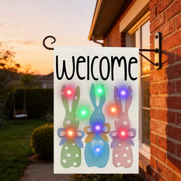 Easter Garden Flag, Double Sided Spring Yard Flag, Outdoor Porch Decor with Bunny and Egg Designs, Linen Texture Flag with Glitter, Front Door Holiday Decoration, Festive Welcome Sign