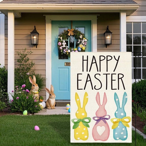 Easter Garden Flag - Double Stitched Polyester Spring Yard Banner for Outdoor Courtyard, Balcony, Wall and Dorm Decor, Festive Holiday House Flag (Pole Not Included)