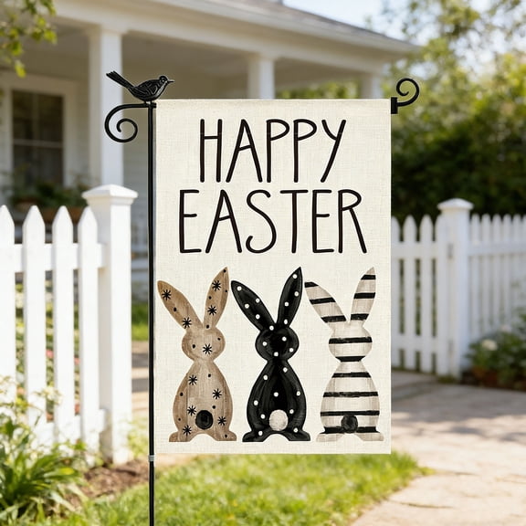 Easter Garden Flag, Nylon Spandex Outdoor Yard Flag, Easter Themed Holiday Decor for Front Yard Porch Home Party Celebration 17.72x11.81in A
