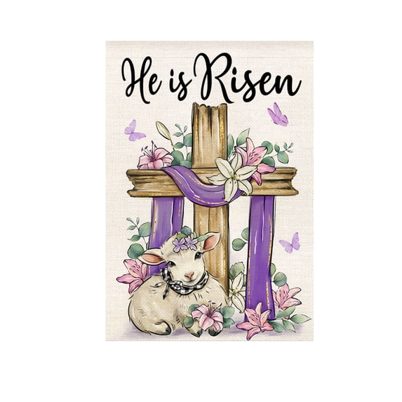 Easter Garden Flag – Outdoor Yard Banner with Bunny, Egg & Spring Plant Prints – Polyester Decorative Flag for Lawn, Porch, Patio, and Easter Home Decor