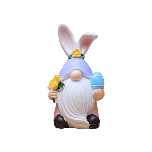 Easter Garden Gnome Statue – Funny Rabbit-Eared Dwarf with Egg & Flower – Perfect for Easter, Spring Season or Kids’ Room Decor (4.72in Tall)