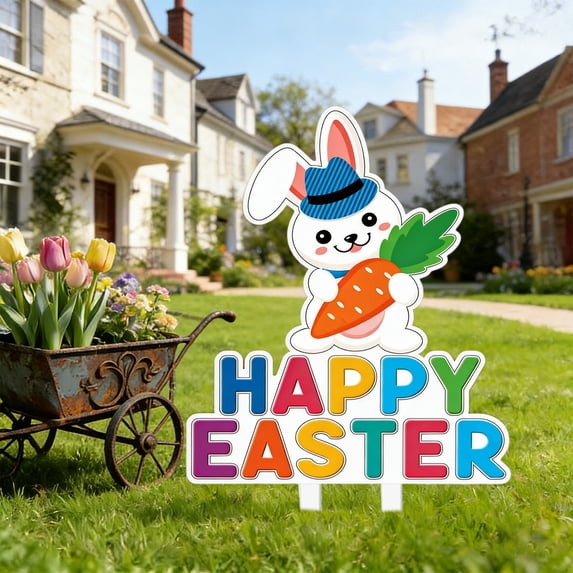 Easter Garden Stakes Outdoor Decorations Spring Lawn Ornaments Holiday Yard Signs Acrylic Decor Party Egg Hunt Supplies Festive Home Garden Decorations
