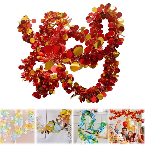 Easter Garland Decor,6.5ft Easter Tinsel Garland,Colorful Egg Tinsel Twist Garland with Confetti Spring Hanging Tinsel Ornament Decoration for Tree Mantle Bedroom Office Classroom Party Decoration,E