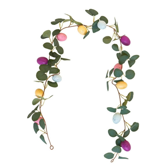 Easter Garland, Easter Garland Decorations for The Home Stairs Fireplace Window Wall with Artificial Egg & Pip Berry,Eucalyptus Garland for Holiday Table Mantle Decor,Table Runner,Farmhouse Decor