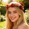 thumbnail image 1 of Easter Garland Easter Headband With Flower Wreath And Artificial Flowers And Green Leaves Hair Accessory Festive Party Headband Wreath Easter Party Decorations, 1 of 6