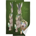 thumbnail image 1 of Easter Gentleman Rabbit Hand Towels 2 PCS, Colorful Eggs Kitchen Towel Ultra Soft and Highly Absorbent,Decorative Fingertip Face Towel for Bathroom Hotel, 28.3"x14.4", 1 of 4